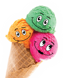 морозиво з трьома кольоровими кульками
